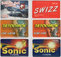 Swiss tel, Swizz, Tatoomon + Sonic Prepaid Telefonkarten