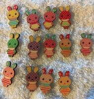 13 Hasen knöpfe aufnäher Hasen Holz Näh Knopf annähen Hase