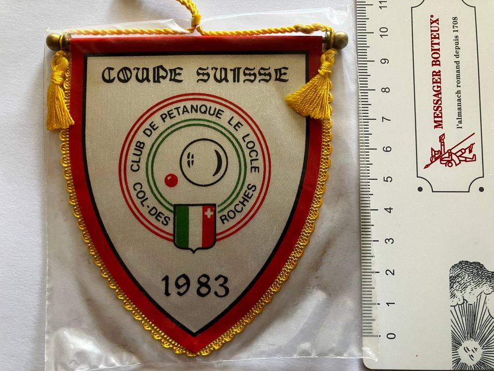Vintage Fanion/Wimpel COUPE SUISSE DE PETANQUE 1983 LE LOCLE (Neu und