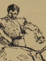 Der Stierkämpfer El Matador - Sig. Tusche Zeichnung um 1910