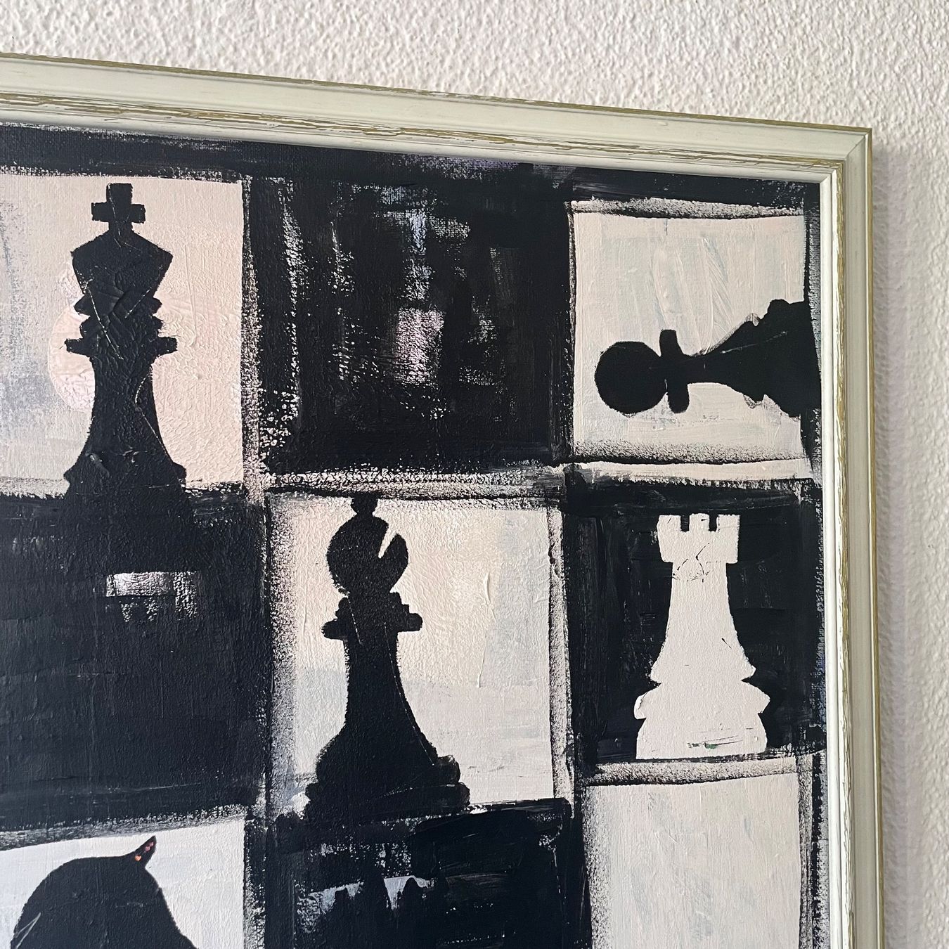 Tableaux: Schach Black White Chess Expressionismus Acryl Bild Bammert – Neuf (Voir description) à St. Niklausen LU par Stefan_Bammert_Art 2