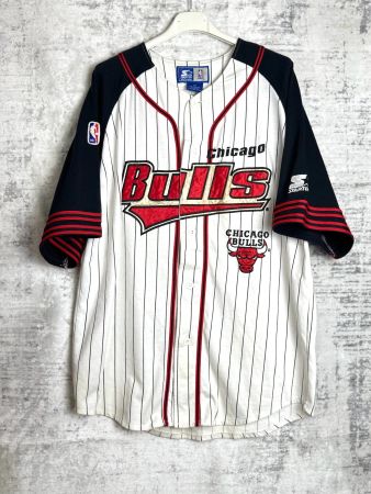 VINTAGE 90s STARTER CHICAGO BULLS NBA BASEBALL JERSEY Sz: M