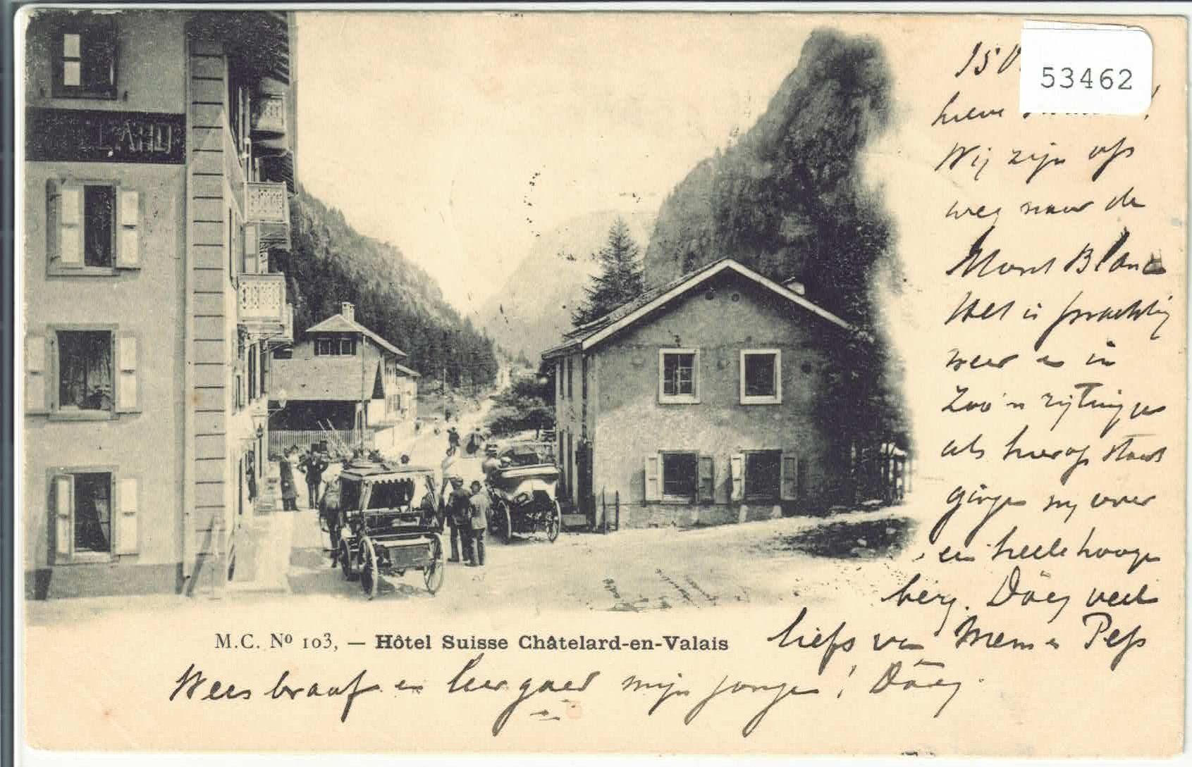 Cartoline postali: Hotel Suisse - Chatelard-en-Valaise - Kutschen – Usato da Ettingen venduto da Kartenplanet