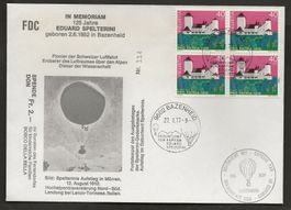FDC Ballon Schweiz 1977 Bazenheid Deutschland Luftpost