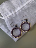 Ohrringe, Modeschmuck, Bast-Optik, crème violett