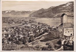 SARGANS - Dorfansicht mit Schloss. 1954