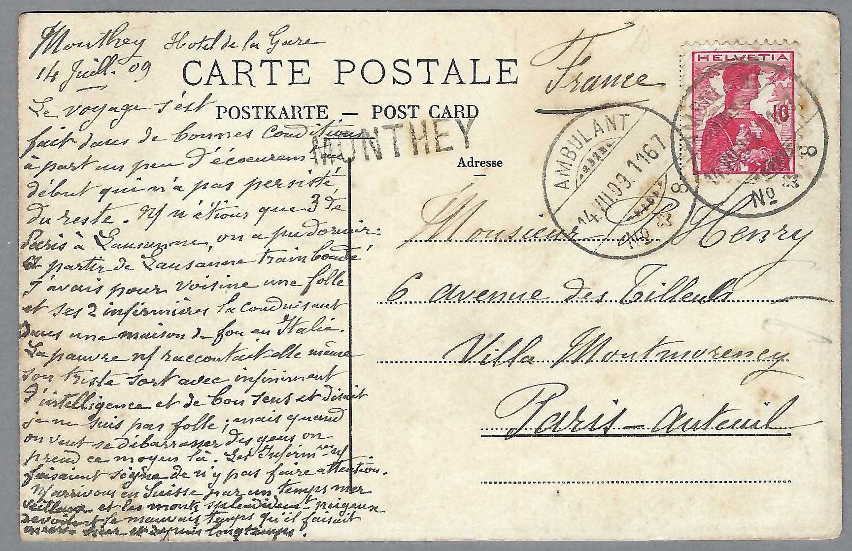 Tutti i francobolli: 1909, STAB-0 MONTHEY, AK ETWAS FLECKIG – Usato da Pura venduto da ulisse1957