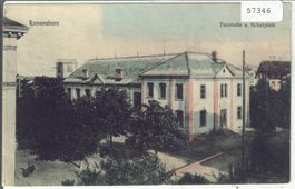 Romanshorn - Turnhalle und Schulplatz - coloriert