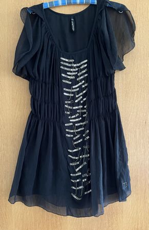 SeventyThree Pepe Jeans Black Embellished Sheer Dress Size M