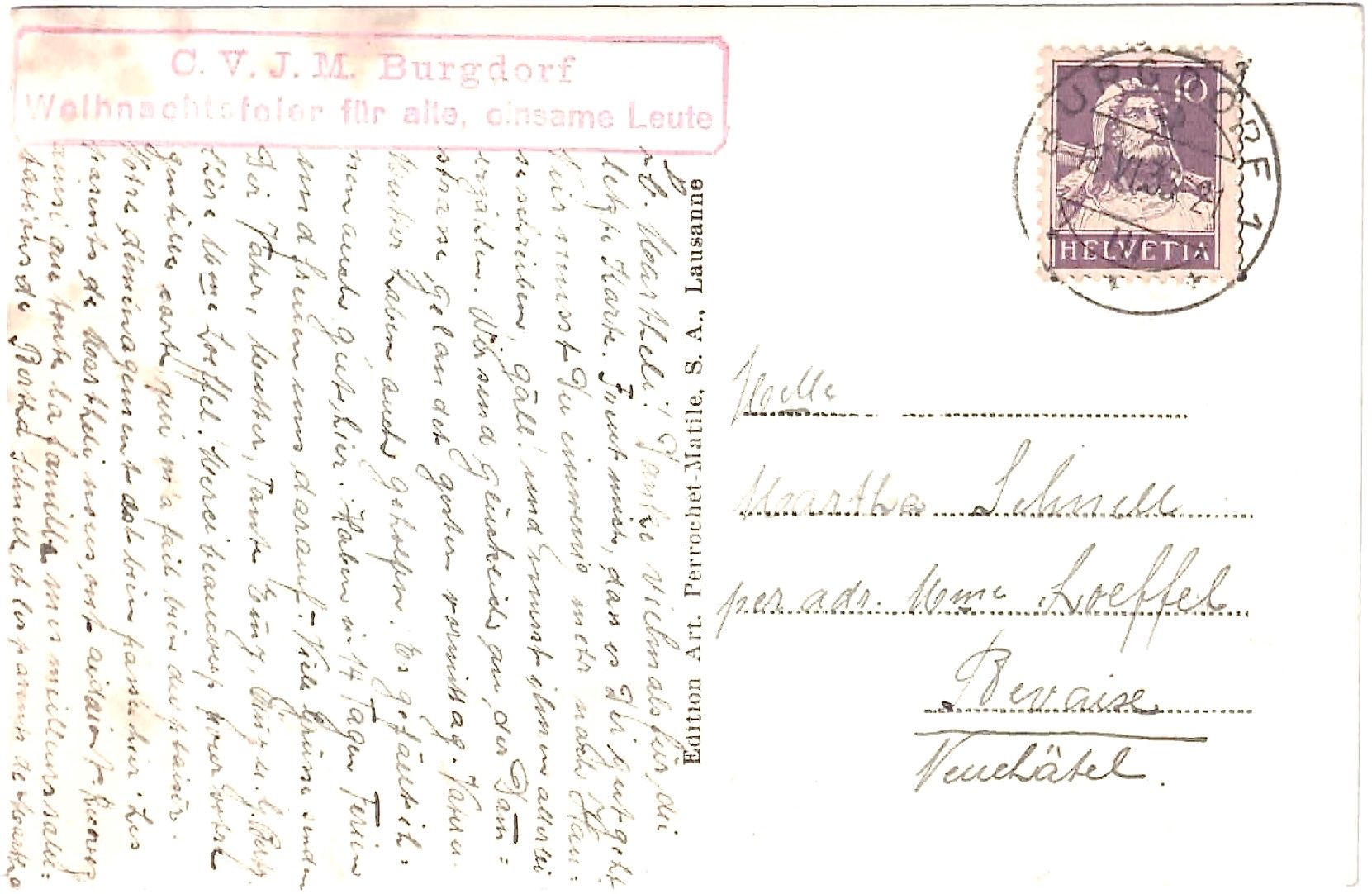 Cartoline postali: BURGDORF Generalansicht ca. 1920 – Usato da Oberdorf BL venduto da Hopfehuepfer 1