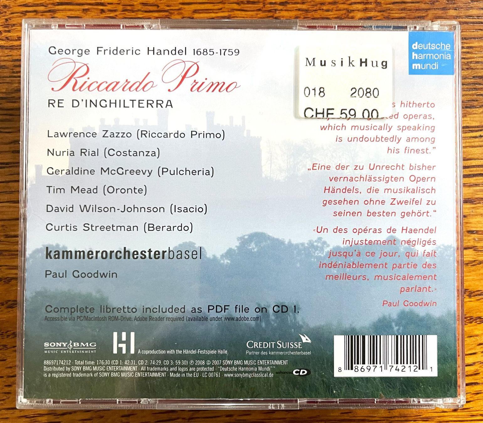 CD: G.F.HANDEL - Riccardo Primo CD-s – Usato da Oftringen venduto da Vucki 2