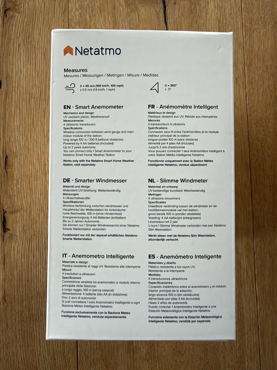 Netatmo Altro per la casa: Netatmo Smart Anemometer Windmesser neu in OVP – Nuovo e nell'imballaggio originale da Luzern venduto da La_sfinge 2