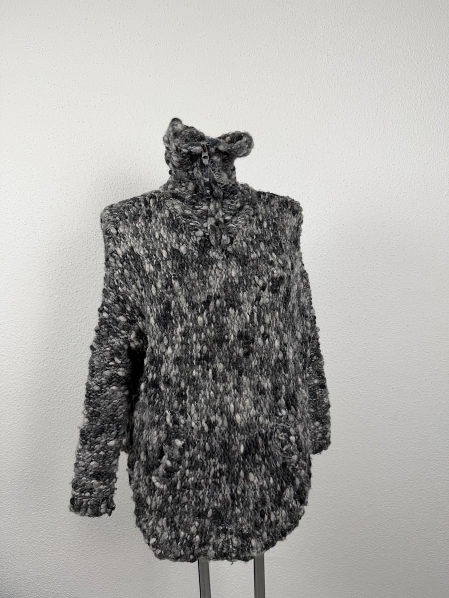 Maglioni & Felpe: Warm Wool-Blend Pullover with Zipper, Grey – Usato da Knonau venduto da Grapesvintage 2