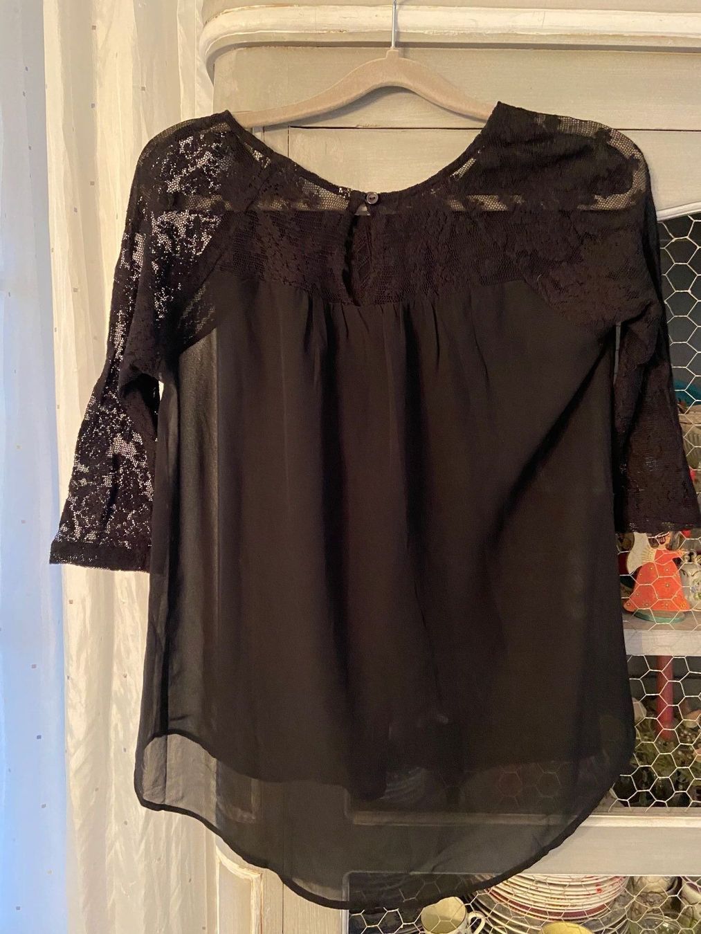 Tuniche: Schöne Boho  Tunika mit Spitze transparent M schwarz – Usato da Luzern venduto da waterfront1 3