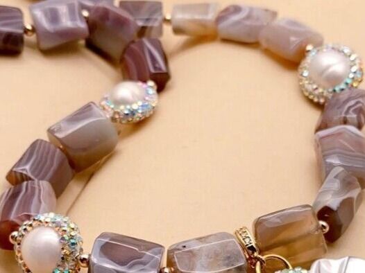 Catenine: SALE Botswana Achat Perlen Halskette Collier Agate Perle – Nuovo (secondo la descrizione) da Prilly venduto da ilyria73 3