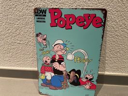 SCHILD METALL POPEYE / DER RENNER/ NEU / 1 Pcs.