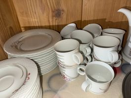 Schönes Porzellan-Geschirrservice mit Blumenmotiv