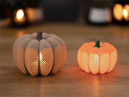 Moderne Kürbis Lampe für LED-Teelicht, Herbstdeko, 3D-Druck