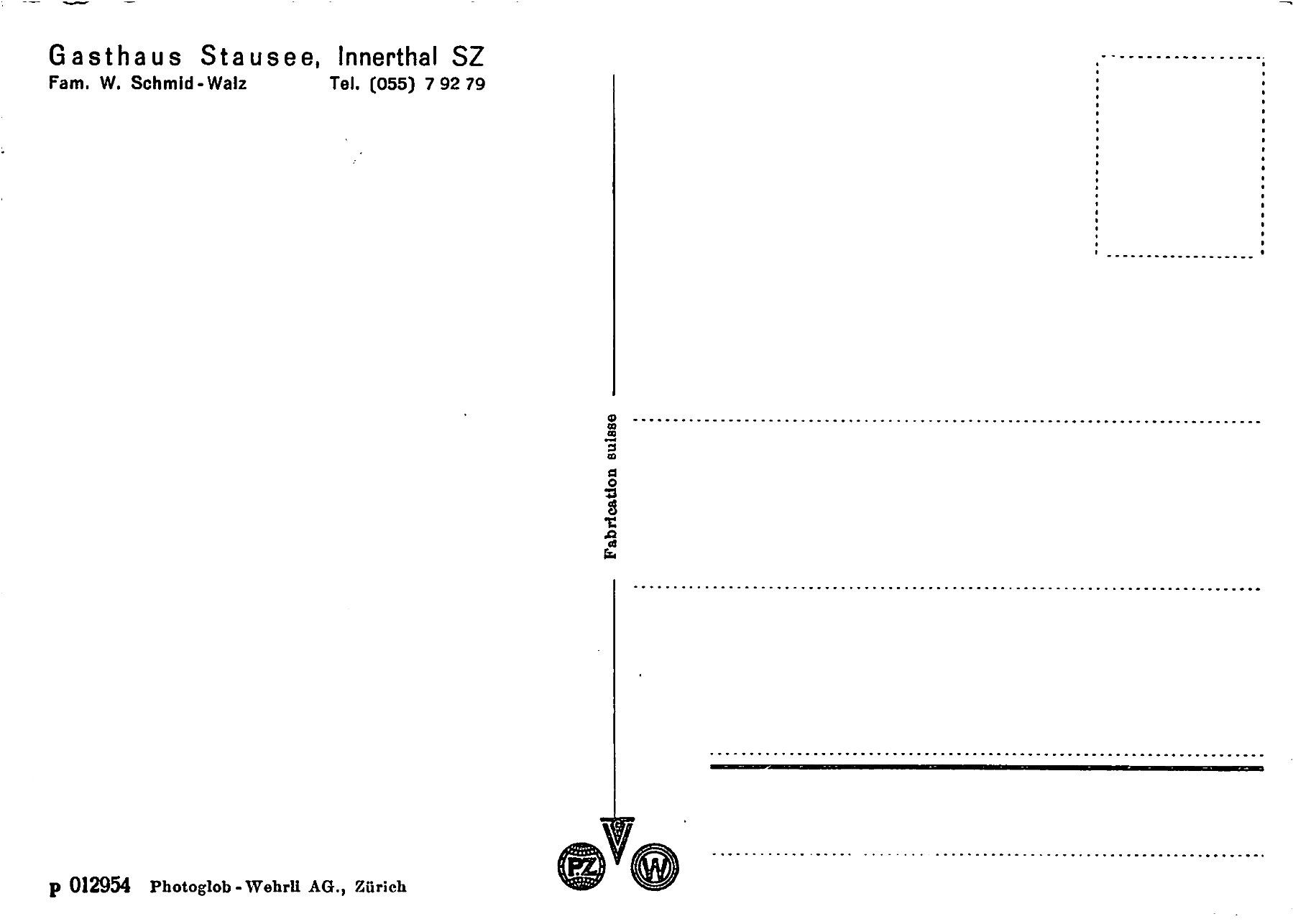 Cartoline postali: Wägital, Gasthaus Stausee, Innerthal – Usato da Ottikon b.Kemptth. venduto da Neptun1974 1