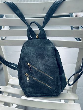 Stylischer Damenrucksack, Wildlederoptik, petrol/ blau NEU!