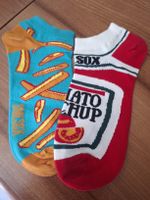 🍟 Lustige Socken: Pommes & Ketchup - Food-Socken Set 🍟