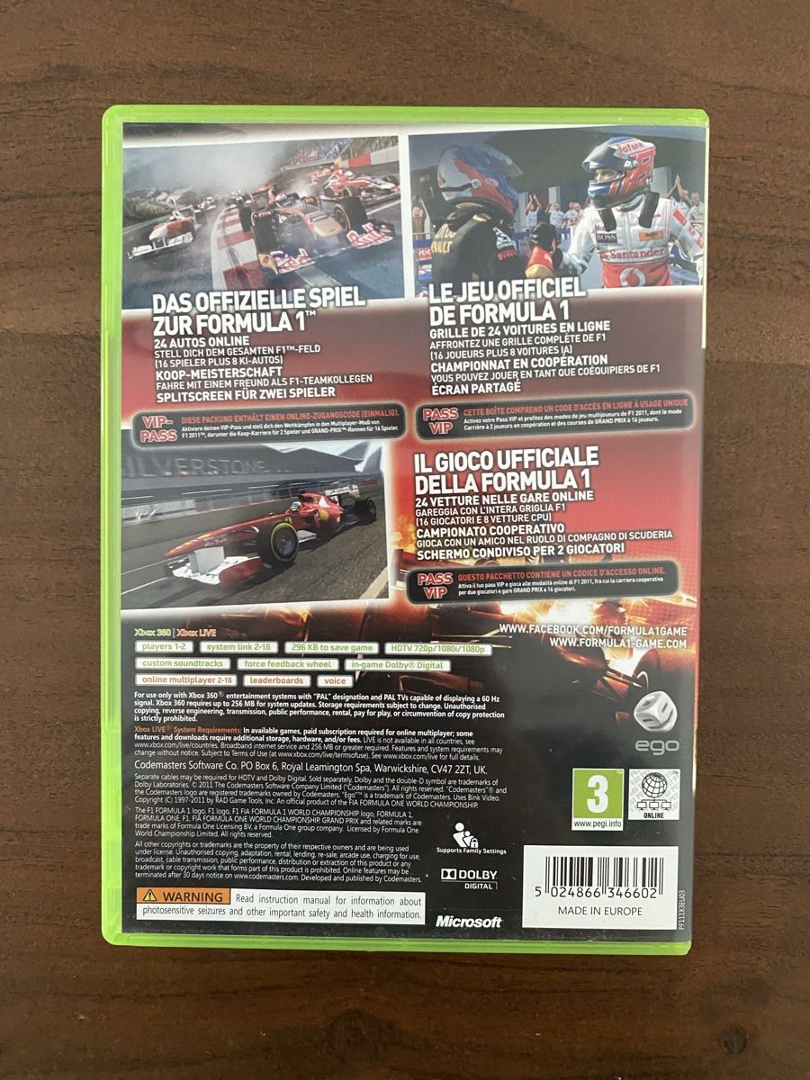 Microsoft Giochi: Formula One 2011 (F1 2011) für Xbox 360 – Usato da Thunstetten venduto da Virus_33 2