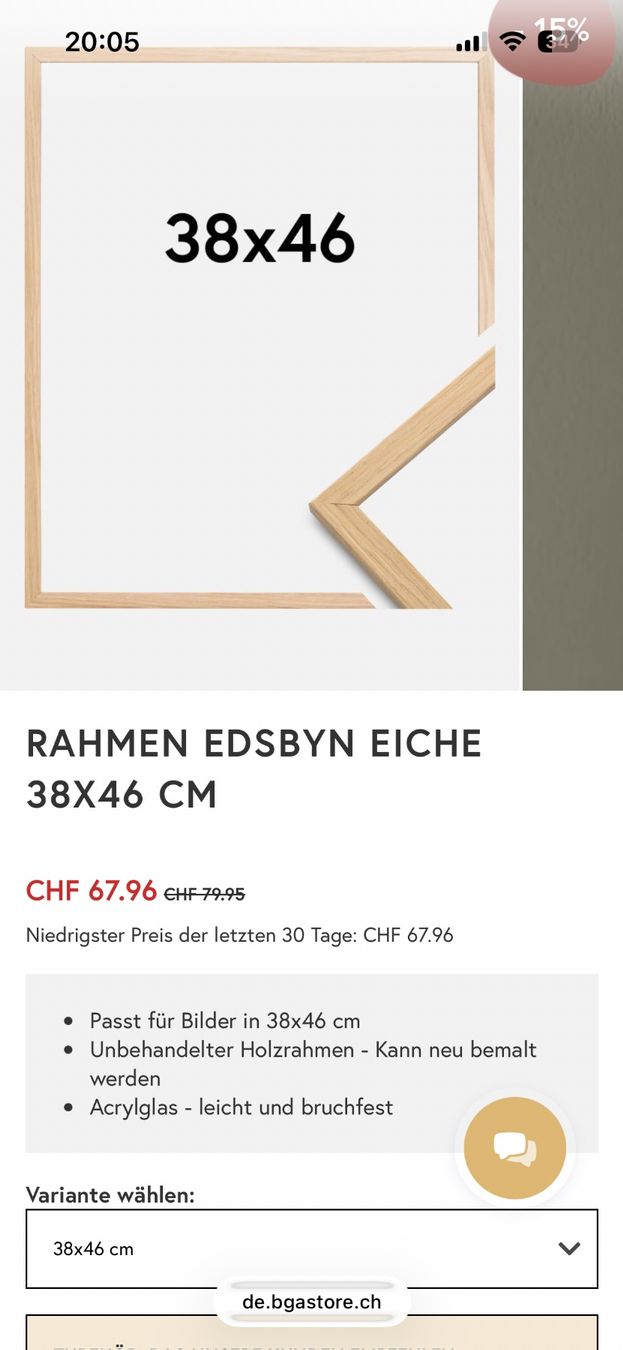 Cornici: Rahmen Edsbyn Eiche 38x46 cm neu unbemalt – Usato da Zürich venduto da Scheidegg1 2