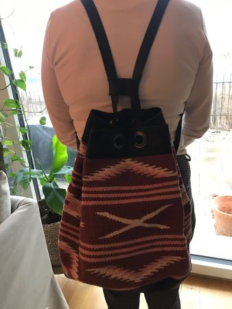 Leder/Stoff-Rucksack im Boho-Syle