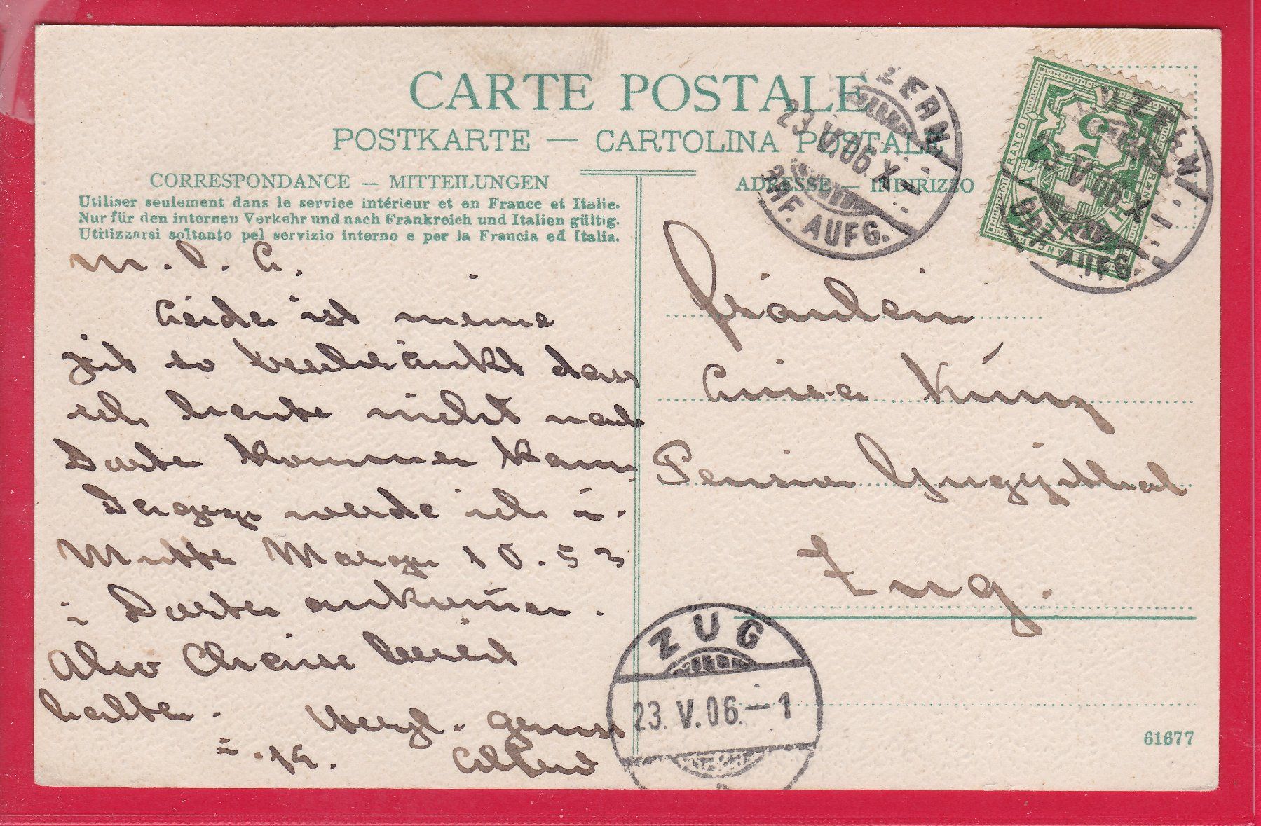 Ansichtskarten: LUZERN MIT PILATUS, 23.5.1906 – Gebraucht aus Oberrieden von Gebirgsstelze 1