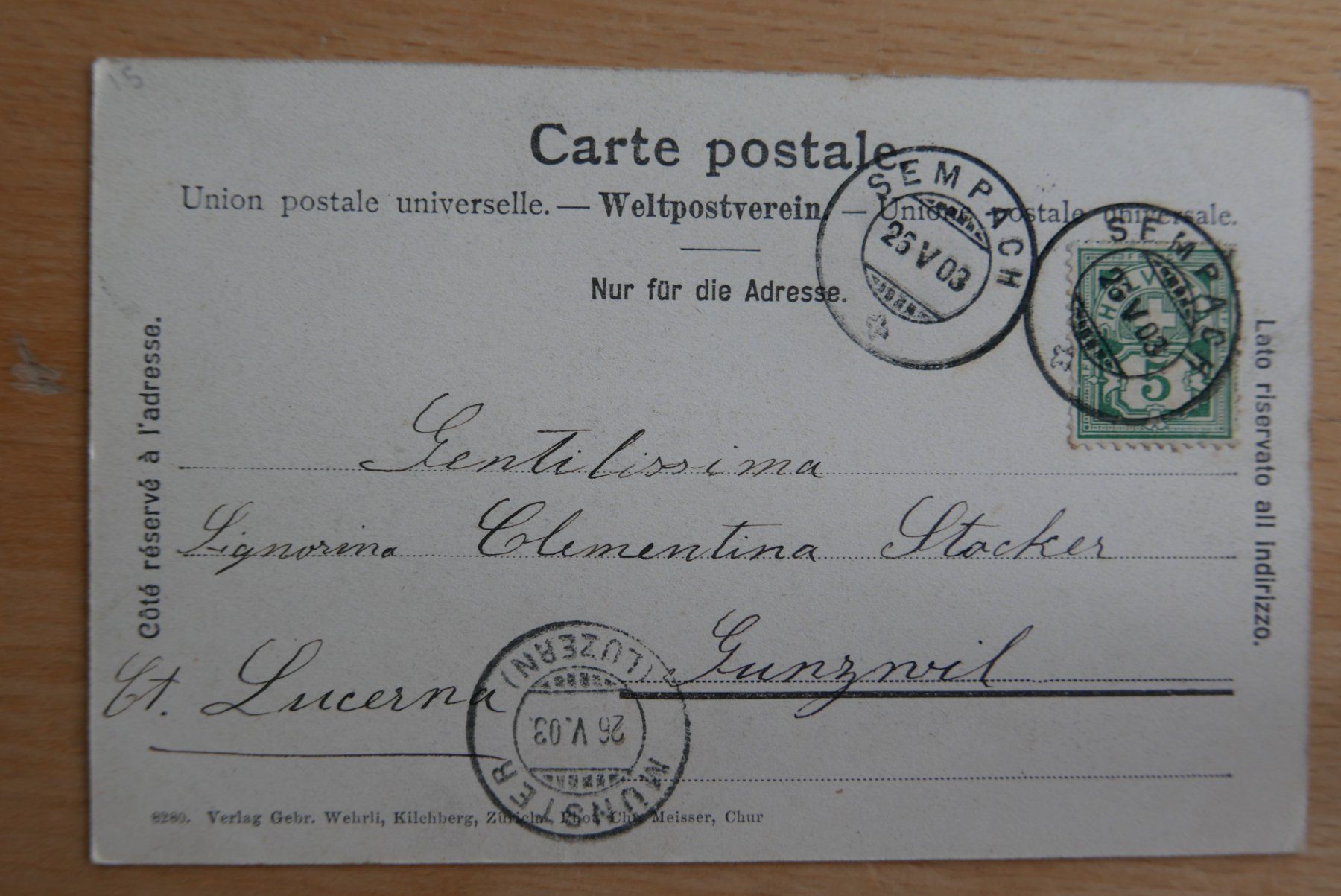 Cartes postales: Ansichtskarte 1903 – D'occasion à Rotkreuz par nigal 1