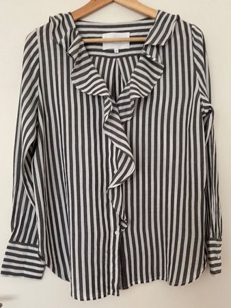 OPUS schöne leichte Bluse Gr 38 weiss/hellgrau