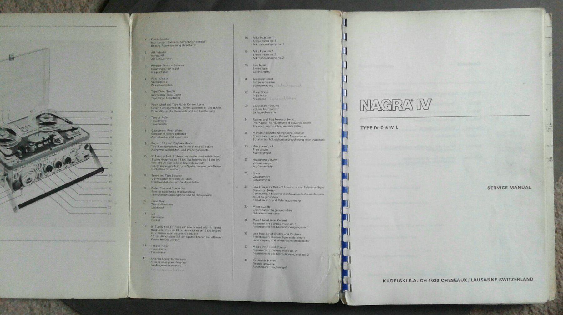 Libri: Nagra IV D & IV L Service manual – Usato da Lausanne venduto da LasloH 1
