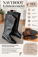 Elegante Navyboot Lederstiefel, Schwarz, Grösse 36