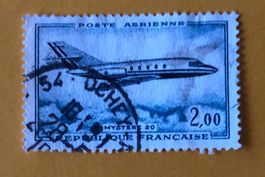 Briefmarke aus Frankreich Dassault Mystère 20 gestempelt 