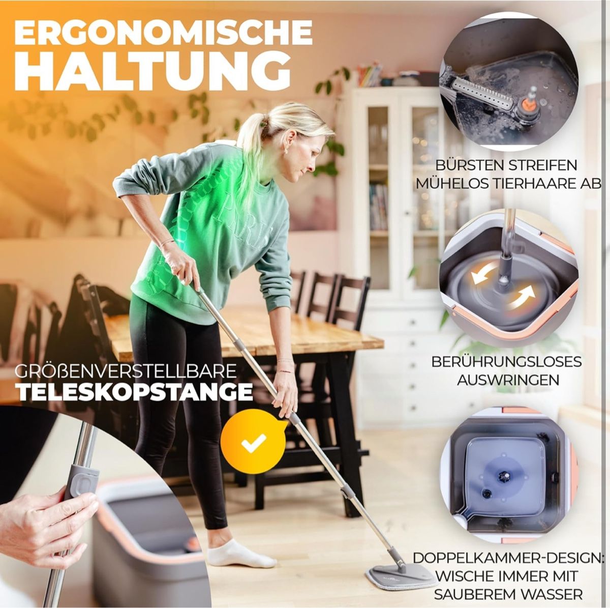 Sonstige Reinigungsgeräte: Wischmopp Set mit Eimer – 2-Kammer-System zur Trennung – Neu und originalverpackt aus Amriswil von JaJa-Express 3