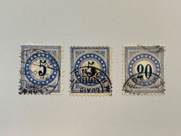 1878 Portomarken 2x4IIK & 1x 6IIK, sauber gestempelt
