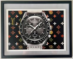 DEATH NYC Pop Art „Moonswatch & Vuitton“, Ltd.x/100 + cadre