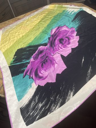 Foulard Guess seta 100%-motivo floreale multicolore usato