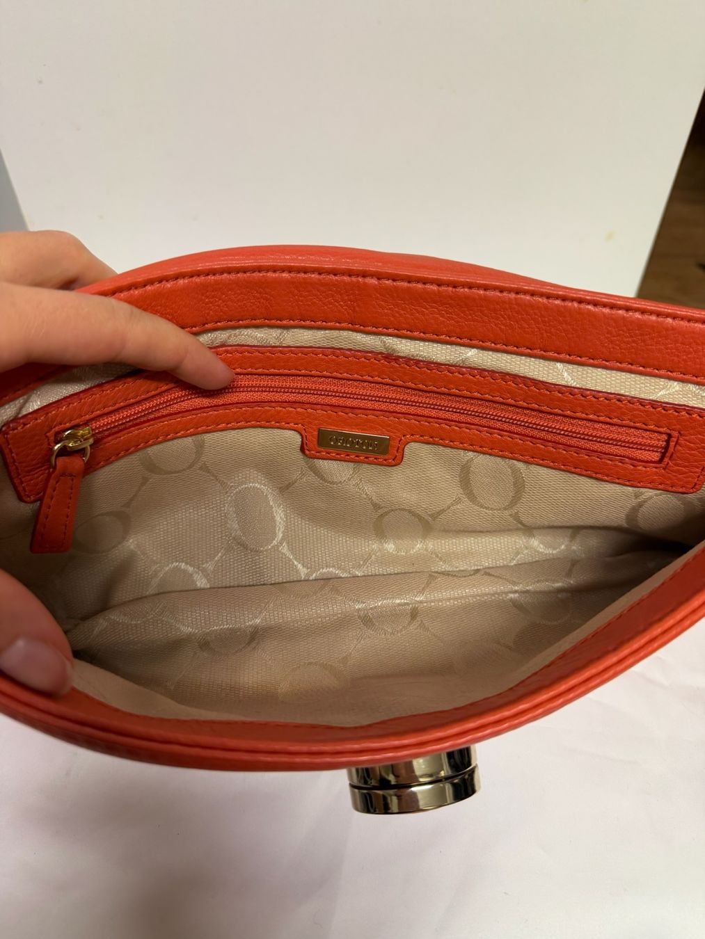 Taschen für Damen: Clutch Tasche Leder Orange Oroton – Gebraucht aus Herrliberg von jun_rl8h 2