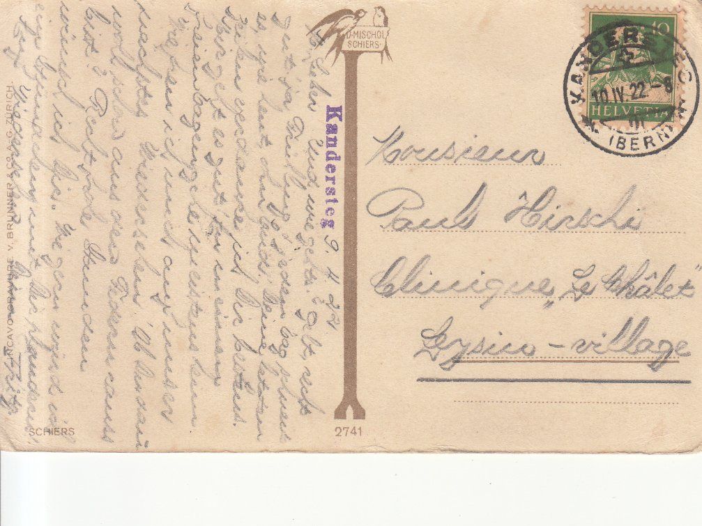 Cartoline postali: Schiers 1922 – Usato da Bürglen TG venduto da StampGraf 1