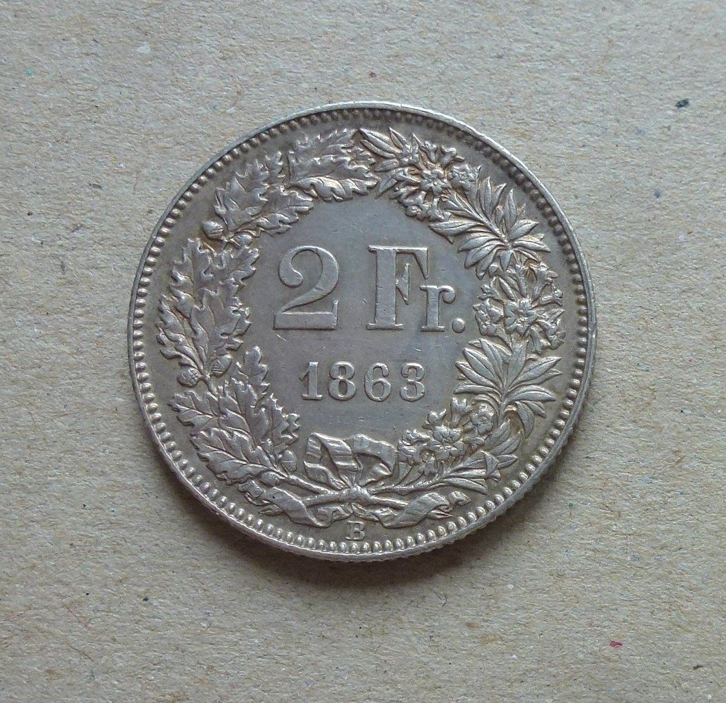 Toutes les monnaies: ++ 2.- Franken 1863, gute Erhaltung – D'occasion à Walkringen par Casablanca777