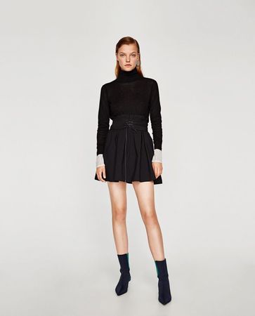 ZARA Minirock Korsettschnürung Schwarz (EUR M)