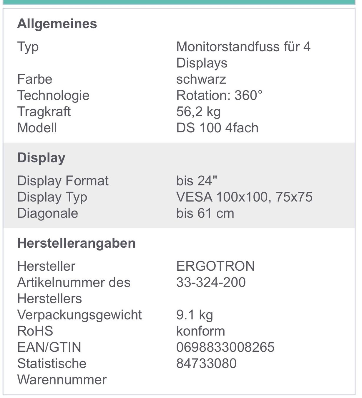 Ergotron Staffa per monitor: Bildschirmhalter für 4 Monitore Ergotron – Usato da Jona venduto da mat_lc2t 2