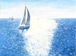 Ölgemälde Meer und Segelschiff auf Malkarton