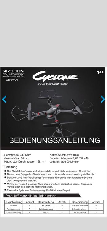 Drocon cyclone 6 store axis gyro quadcopter