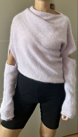 Pull tricoté à la main femme mauve taille s