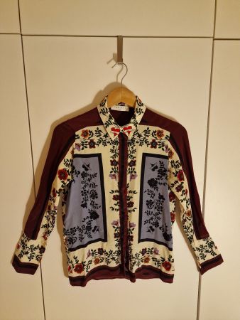Sandro Paris Bluse floral Bordeaux Creme mehrfarbig