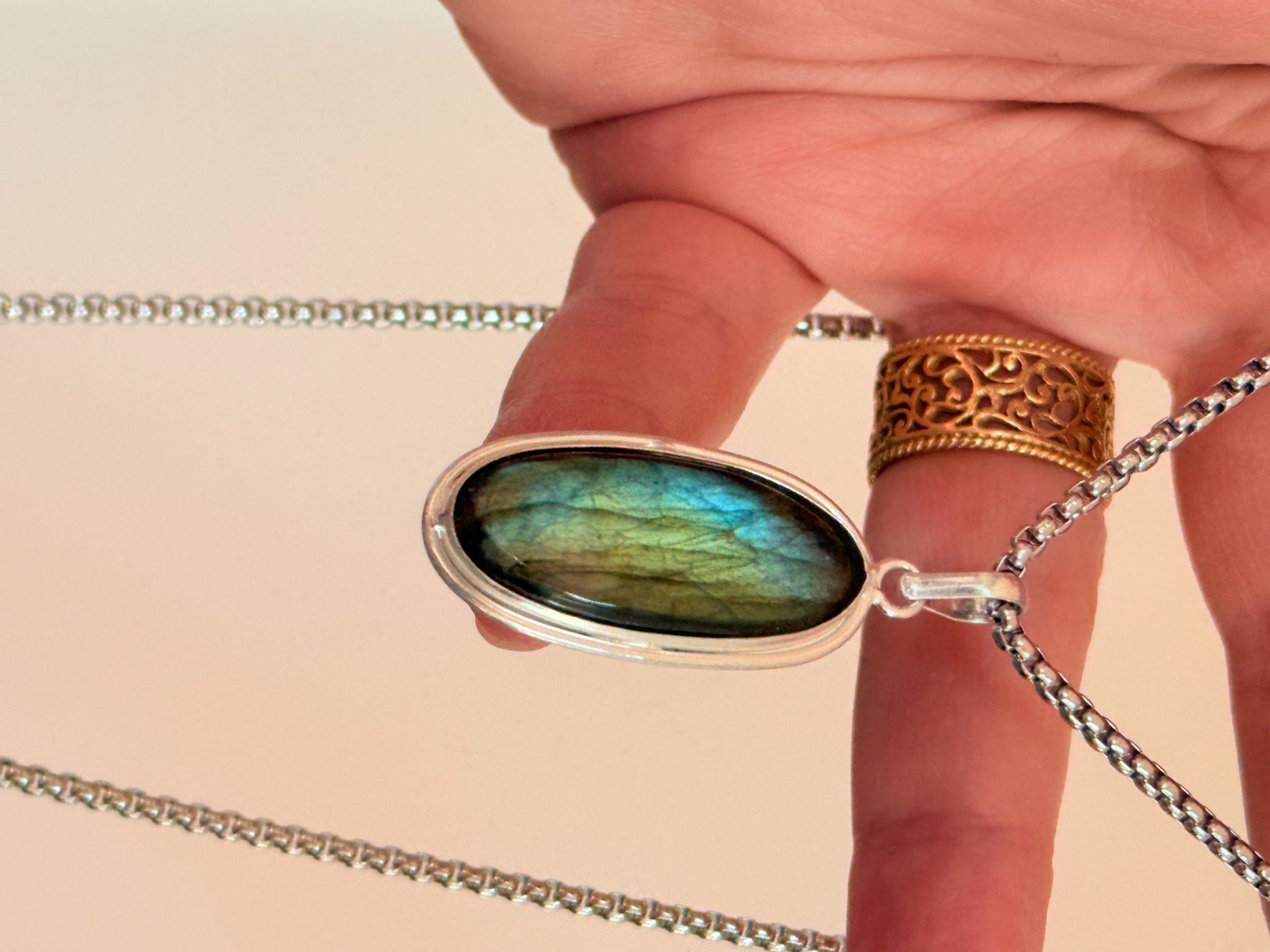Catenine: Superbe collier Labradorite , neuf! – Nuovo e nell'imballaggio originale da Genève venduto da AGBERG 6