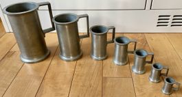 Zinnkrug Set Schankmaße + 1 Zinntopf
