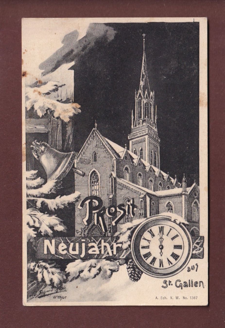 Ansichtskarten: ST. GALLEN - Prosit Neujahr - 1906 – Gebraucht aus Pully von nicecards